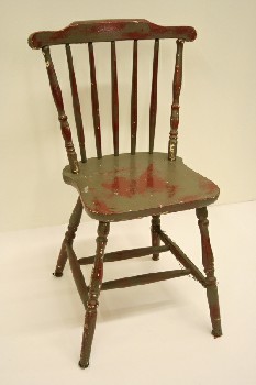 Chair, Dining, KITCHEN,5 SPINDLE BACK, PAINTED FINISH - Condition Not Identical To Photo , WOOD, BROWN