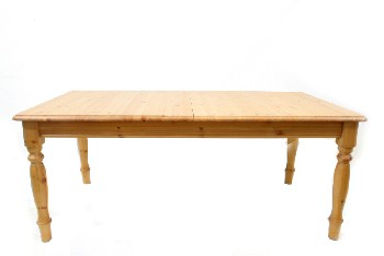 Table, Dining, PINE, ROUNDED BEVELED EDGES, TURNED LEGS, 18