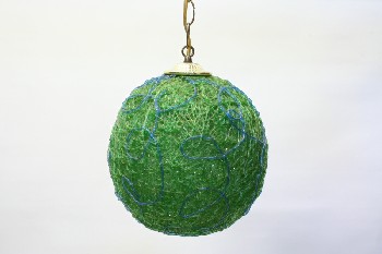Lighting, Hanging, VINTAGE, LUCITE, ROUND, SPAGHETTI STRING OR SWAG LAMP, BLUE/GREEN, W/CHAIN, PLASTIC, GREEN