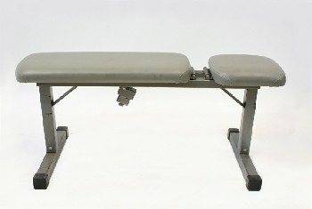 Sport, Weights, WORKOUT / WEIGHT / EXERCISE BENCH, METAL FRAME W/VINYL PADDING, USED, METAL, GREY