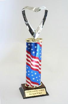 Trophy, Misc, HEART,AMERICAN FLAG ON COLUMN,