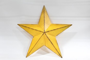 Wall Dec, Shapes , WALLMOUNT 5-POINTED STAR, VINTAGE RUSTIC LOOK , METAL, YELLOW