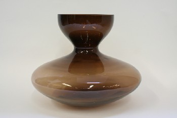 Vase, Glass, ROUND BOTTOM W/BOWL TOP, CUT RIM, GLASS, BROWN