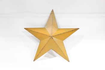 Wall Dec, Shapes , WALLMOUNT 5-POINTED STAR, VINTAGE RUSTIC LOOK, PAINTED , METAL, YELLOW