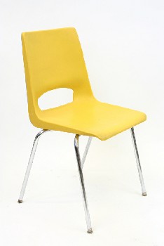 Chair, Stackable, MOLDED SEAT W/CHROME LEGS, ARMLESS , PLASTIC, YELLOW