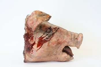 Meat, Animal (Fake), BUTCHER, FAKE REALISTIC PIG HEAD, SEVERED, BLOODY LOOK, RUBBER, PINK