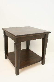 Table, Side, SQUARE W/TAPERED LEGS, WOOD, BROWN