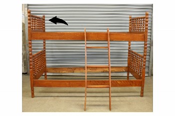 Bed, Bunkbed, SINGLE SIZE BUNK W/TURNED POSTS, HEADBOARD &  FOOTBOARD - *Photo Shows 2 Beds Stacked Into 60x78.5x42