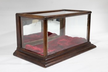 Cabinet, Display, VINTAGE, GLASS TOP & 3 SIDES (CRACKED FRONT/BOTTOM) - Condition Not Identical To Photo, WOOD, BROWN