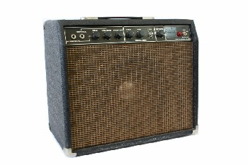 Audio, Amplifier, GUITAR AMP CIRCA 1979-80,BROWN MESH FRONT, BLACK HANDLE, WOOD, BLACK