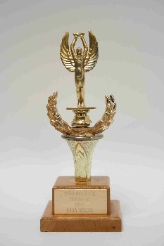 Trophy, Victory, WINGED WOMAN,WOOD BASE, METAL, GOLD