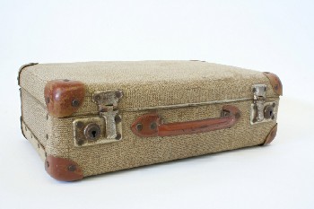 Luggage, Case, VINTAGE, BROWN HANDLE & ENDS W/FLECKED PATTERN, PLASTIC, BROWN