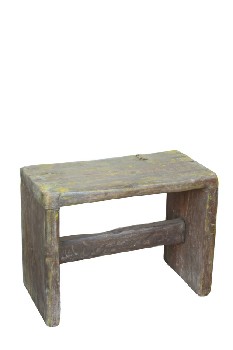 Stool, Rustic , SMALL,PLAIN,SOLID TOP,YELLOW PAINT, RUSTIC - May Not Be Identical To Photo , WOOD, BROWN