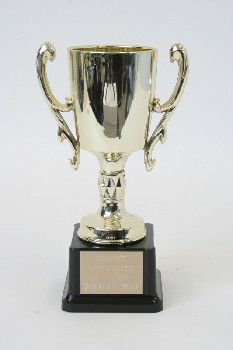 Trophy, Cup, W/ORNATE HANDLES, BLACK BASE, 
