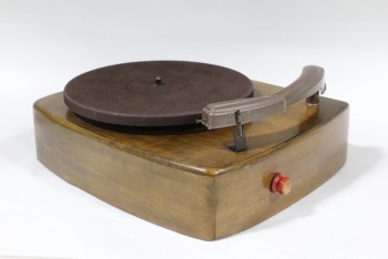Audio, Record Player, VINTAGE, ELECTRIC, CURVED WOOD BASE, NO CORD, WOOD, BROWN