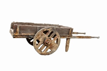 Cart, Rustic , 10FT HANDCART, 2 WOODEN WHEELS W/SIDES & BACK, RUSTIC - Stored In Yard, Condition May Not Be Identical To Photo, WOOD, BROWN
