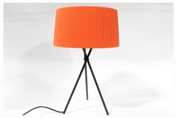 Lighting, Lamp, MODERN, ORANGE / RED-AMBER PLEATED RIBBON SHADE (6.5x12x12), BLACK TRIPOD LEGS - Shade Is Included & Specific To This Lamp, METAL, ORANGE