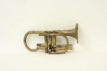 Music, Brass, TRUMPET, WIND INSTRUMENT, MISSING PARTS / INCOMPLETE, AGED, DISTRESSED, METAL, BRASS