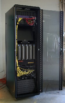 Server, Server Rack, COMPUTER SERVER RACK,FITS MONITOR (Scanned In Separately), GLASS DOOR, ROLLING (Server Rack Components May Not Be Exactly As Pictured), METAL, BLACK