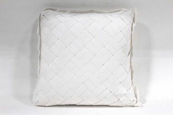 Pillow, Miscellaneous, BASKETWEAVE, ZIPPERED COVER, SAME FRONT & BACK, FABRIC, WHITE