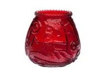 Candles, Tabletop, EUROPEAN / VENETIAN STYLE, RESTAURANT OR CAFE TABLE CANDLE, TEXTURED HOLDER FOR SINGLE CANDLE OR TEALIGHT, GLASS, RED