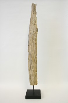 Science/Nature, Wood, VERTICAL PIECE OF DRIFTWOOD ON SQUARE BLACK BASE, WOOD, NATURAL