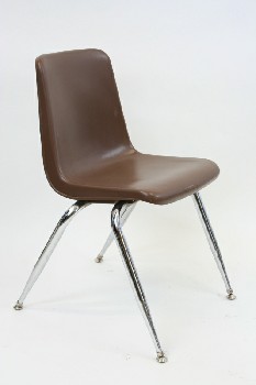 Chair, Stackable, MOLDED SEAT W/CHROME LEGS,ARMLESS , PLASTIC, BROWN