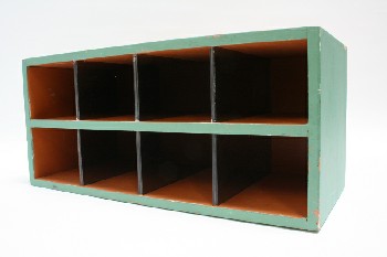 Shelf, Wood, CUBBY/MAIL/SORTING CABINET W/2 LEVELS & 8 SLOTS, WOOD, GREEN