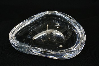 Decorative, Dish, ROUNDED DISH / ASHTRAY W/THICK GLASS, GLASS, CLEAR