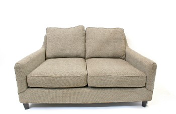 Sofa, Loveseat, CONTEMPORARY, FLARED ARMS, FOOTED, FABRIC, GREY