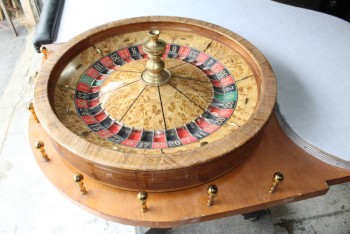 Game, Casino , ROULETTE WHEEL, ROTATES - JUST WHEEL, WOOD, BROWN