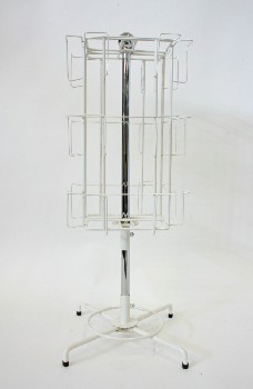 Store, Display, WIRE COUNTERTOP PRODUCT/LITERATURE RACK, SILVER BALL TOP, ROTATING - Dressing Not Included, METAL, WHITE