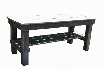 Table, Rustic, SLAT TOP & SPACED SLAT LOWER LEVEL, RUSTIC, WOOD, NATURAL