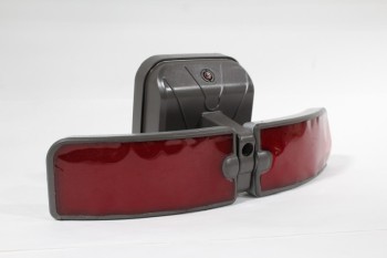 Lighting, Emergency Lights, 2 RED CURVED LIGHTS ON FRONT, WALLMOUNT, CORD CUT , PLASTIC, GREY