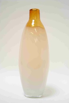 Vase, Glass, WIDER MID SECTION, AMBER NECK, GLASS, BEIGE