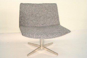 Chair, Client, MODERN REPRODUCTION, SWIVEL CHROME BASE, FABRIC, GREY