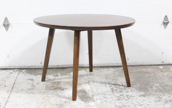 Table, Dining, MODERN STYLE, ROUND TOP, ANGLED LEGS, SEATS 4, CONTEMPORARY, WOOD, BROWN