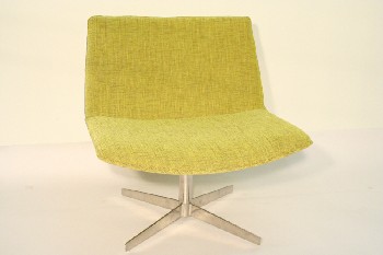 Chair, Client, MODERN REPRODUCTION, SWIVEL CHROME BASE, FABRIC, YELLOW