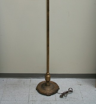 Lighting, Floor Lamp, BRIDGE LAMP, ROUND FOOTED BASE, FLUTED ORNATE POLE - Shade Not Included, METAL, BRASS