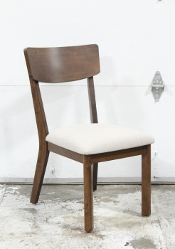 Chair, Dining, MODERN, PLAIN BROWN FRAME, NEUTRAL / LIGHT GREY CUSHION, PADDED SEAT,  CONTEMPORARY, WOOD, BROWN