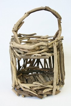 Cage, Wood, RUSTIC BASKET/CAGE MADE OF PIECES OF DRIFTWOOD, Condition Not Identical To Photo, WOOD, NATURAL