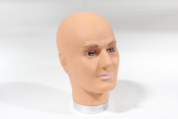 Store, Mannequin, HAIRDRESSER / SALON / COSMETOLOGY, PRACTISE / TRAINING / DISPLAY MANNEQUIN HEAD, NO HAIR / BALD, WHITE MALE, PLASTIC, WHITE