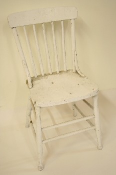 Chair, Dining, KITCHEN,5 SPINDLE BACK, AGED, WOOD, WHITE