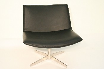 Chair, Client, MODERN,SWIVEL CHROME BASE, LEATHER, BLACK