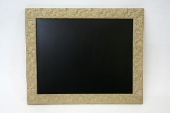 Board, Chalkboard, ORNATE RELIEF FRAMED BLACKBOARD, RECTANGULAR , RESIN, BEIGE