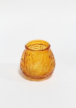 Candles, Tabletop, EUROPEAN / VENETIAN STYLE, RESTAURANT OR CAFE TABLE CANDLE, TEXTURED HOLDER FOR SINGLE CANDLE OR TEALIGHT, GLASS, ORANGE