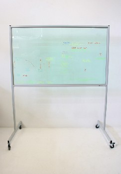 Board, Plexiglass, DRY ERASE, TRANSPARENT BOTH SIDES, ROLLING, Not Identical To Photo, METAL, GREY