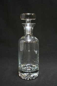 Bar, Decanter, PLAIN CYLINDRICAL W/FLARED TOP,CYLINDRICAL STOPPER, GLASS, CLEAR