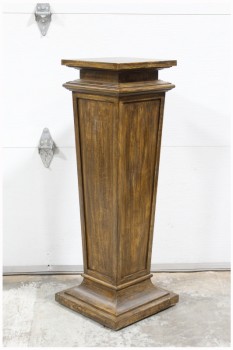 Plinth, Wood, STEPPED / TAPERED PEDESTAL, ARCHITECTURAL / MUSEUM LOOK, WOOD, BROWN