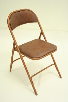 Chair, Folding, BROWN VINYL SEAT/BACK,AGED (NOT EXACTLY AS SHOWN), METAL, BROWN